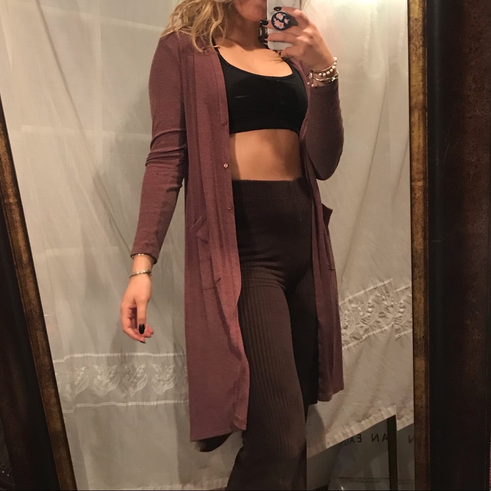 Long purple sweater